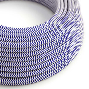 Textile cable Creative Cables, glossy blue and white (zigzag), 3-core