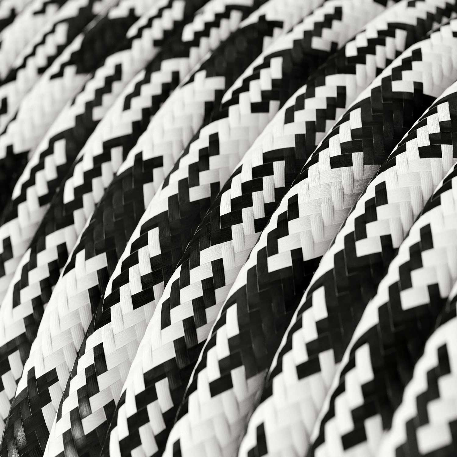 Textile cable Creative Cables, glossy charcoal black and white, 3-core