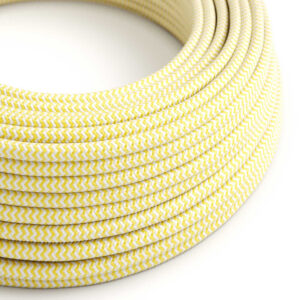 Textile cable Creative Cables, glossy corn yellow and optical white (zigzag), 3-core
