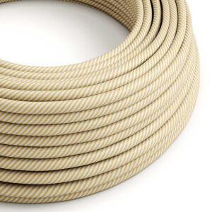 Textile cable Creative Cables, glossy cream and hazelnut (two-colour Vertigo), 3-core