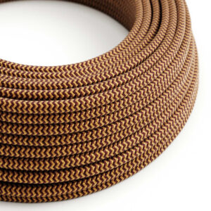 Textile cable Creative Cables, glossy gold and burgundy (zigzag), 3-core