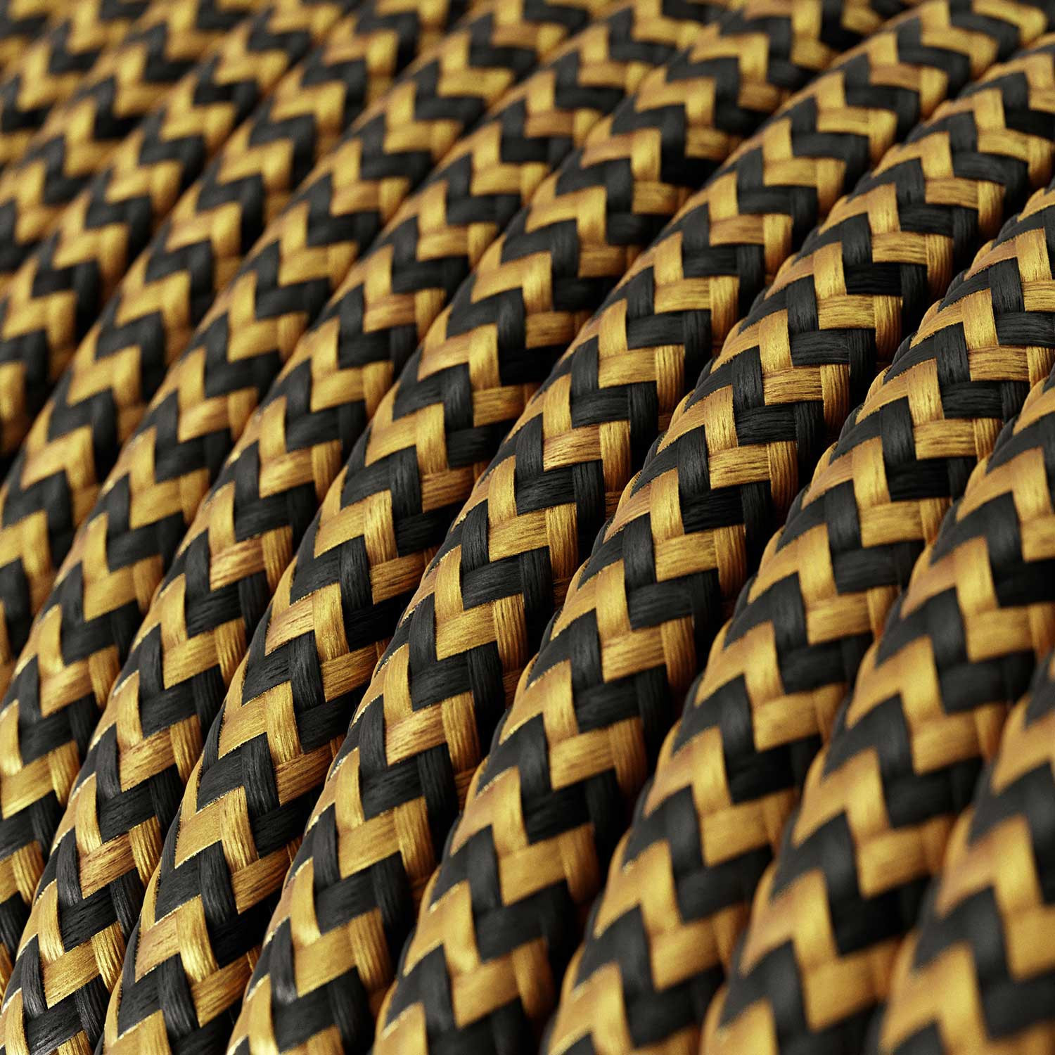 Textile cable Creative Cables, glossy gold and charcoal black (zigzag), 3-core