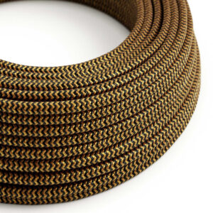 Textile cable Creative Cables, glossy gold and charcoal black (zigzag), 3-core