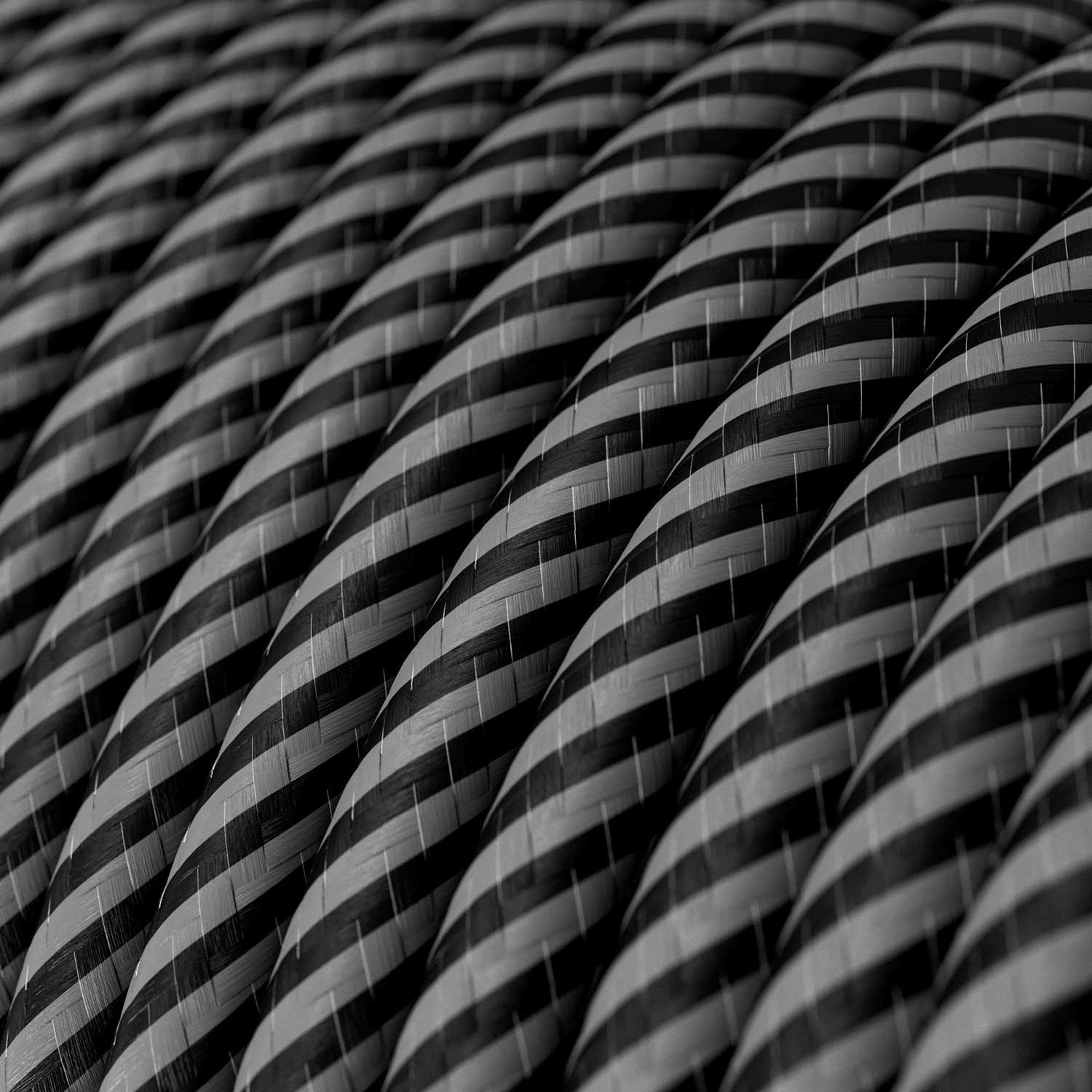 Textile cable Creative Cables, glossy graphite and charcoal black (two-colour Vertigo), 3-core