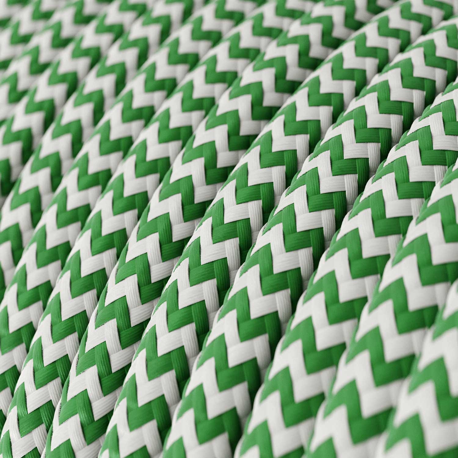 Textile cable Creative Cables, glossy hall green and white (zigzag), 3-core