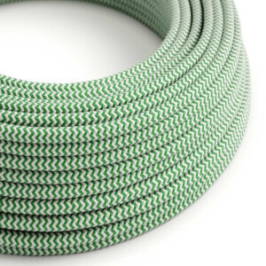Textile cable Creative Cables, glossy hall green and white (zigzag), 3-core