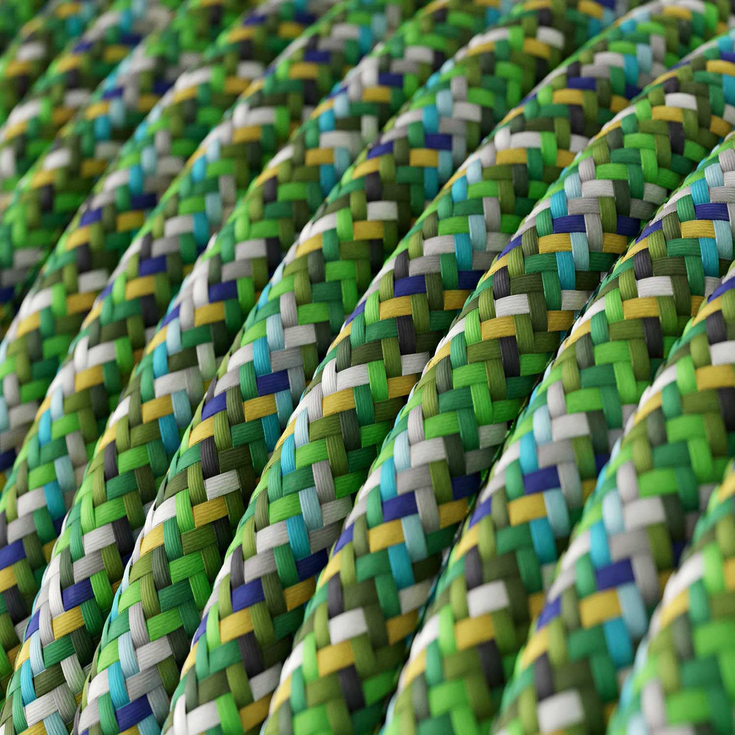 Textile cable Creative Cables, glossy green pixel pattern, 3-core