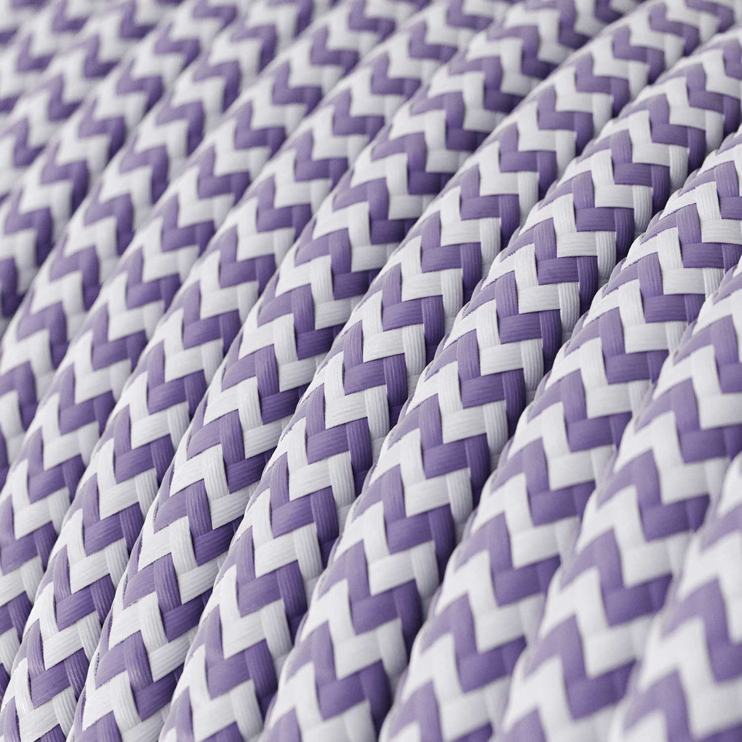 Textile cable Creative Cables, glossy lavender and white (zigzag), 3-core