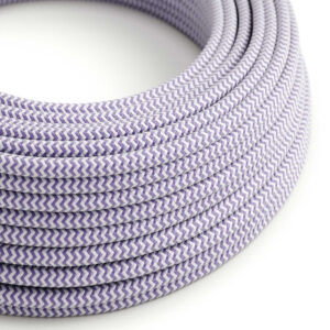 Textile cable Creative Cables, glossy lavender and white (zigzag), 3-core
