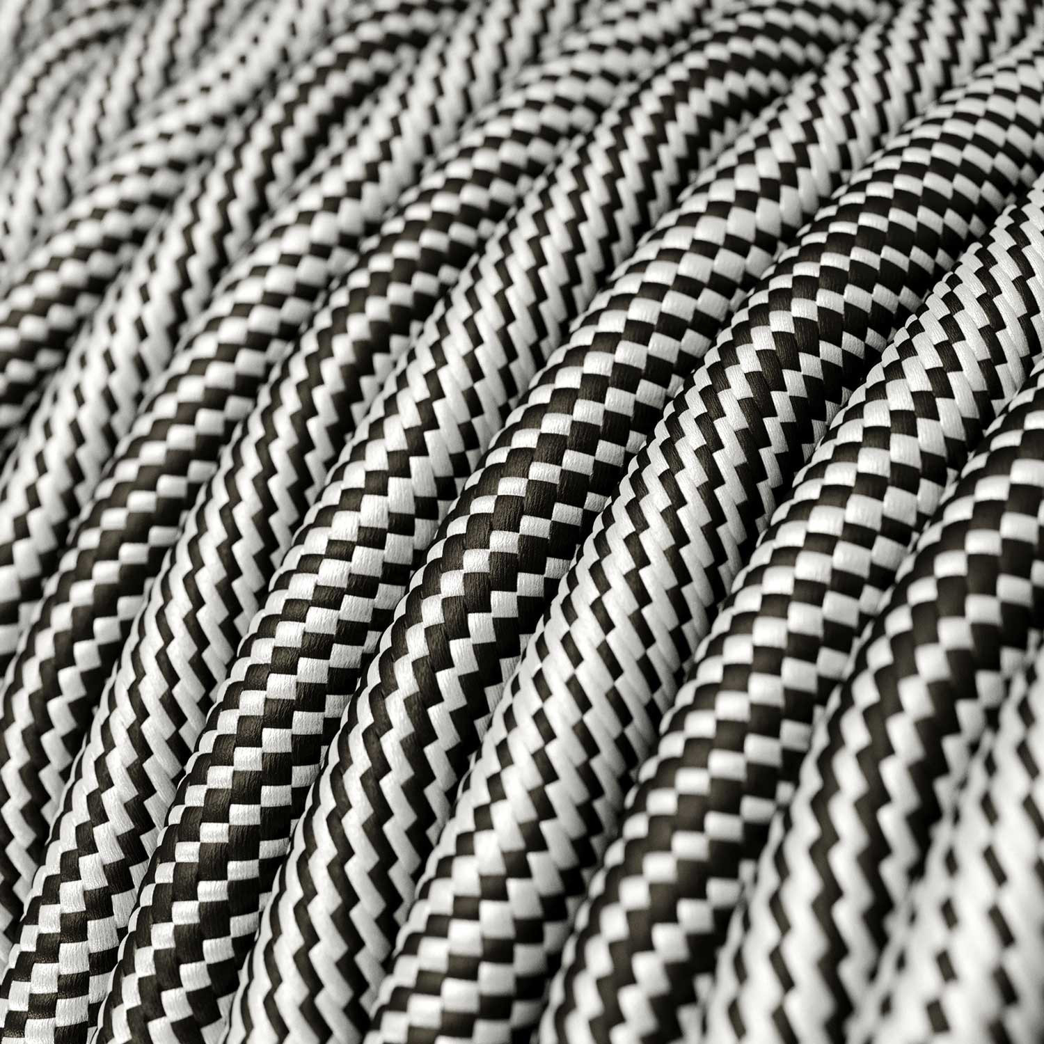 Textile cable Creative Cables, glossy optical black and silver (two-colour Vertigo), 3-core