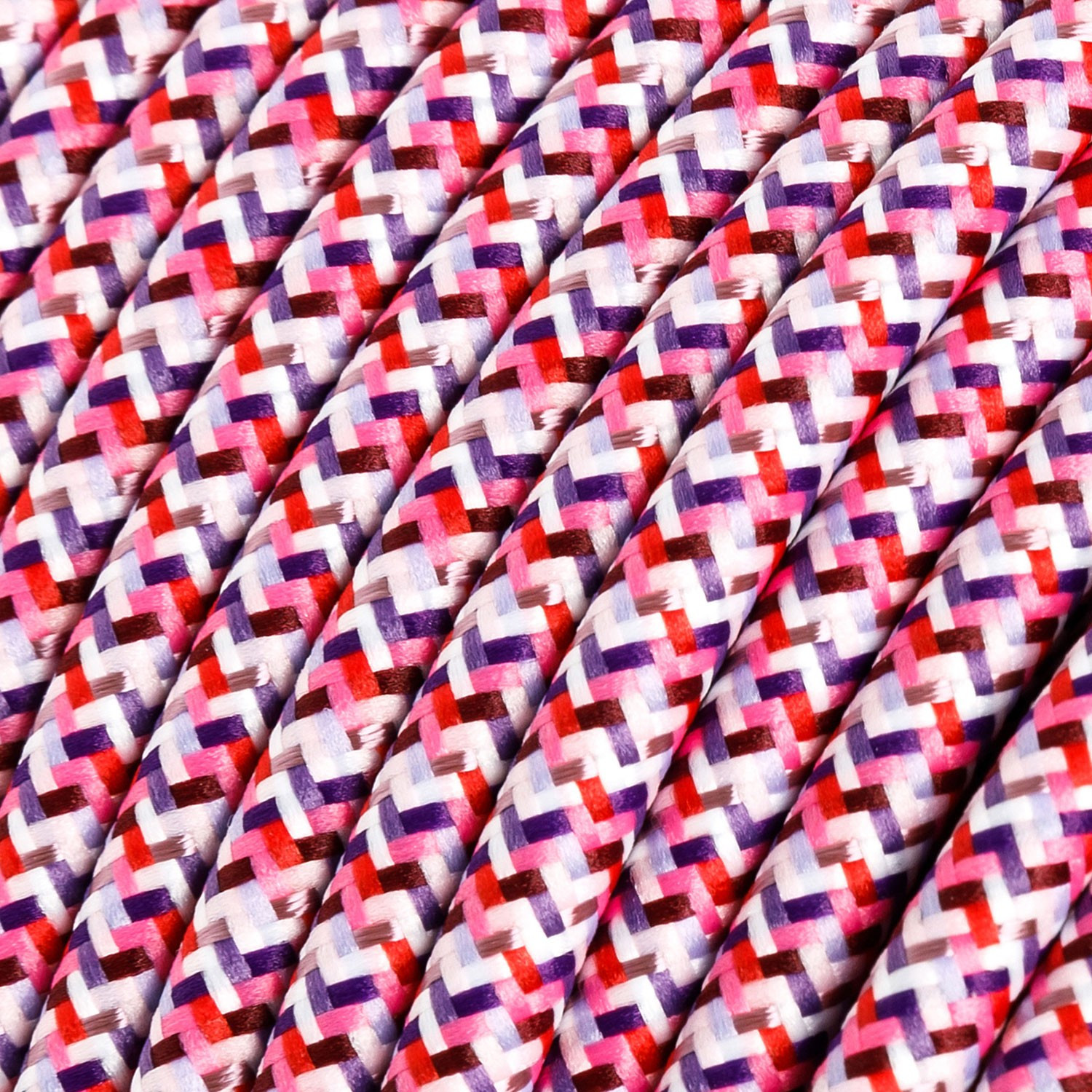 Textile cable Creative Cables, glossy pink pixel pattern, 3-core