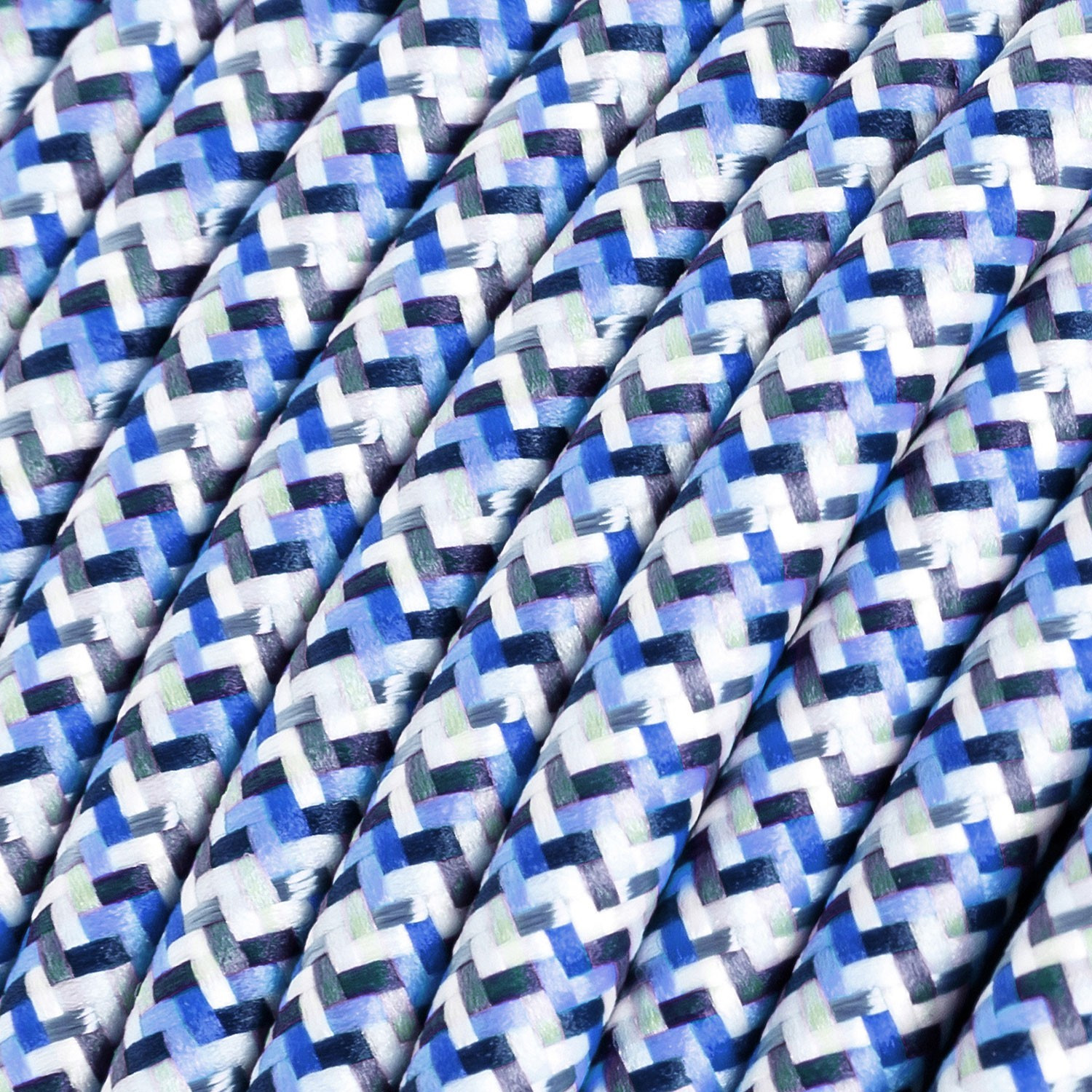 Textile cable Creative Cables, glossy turquoise pixel pattern, 3-core