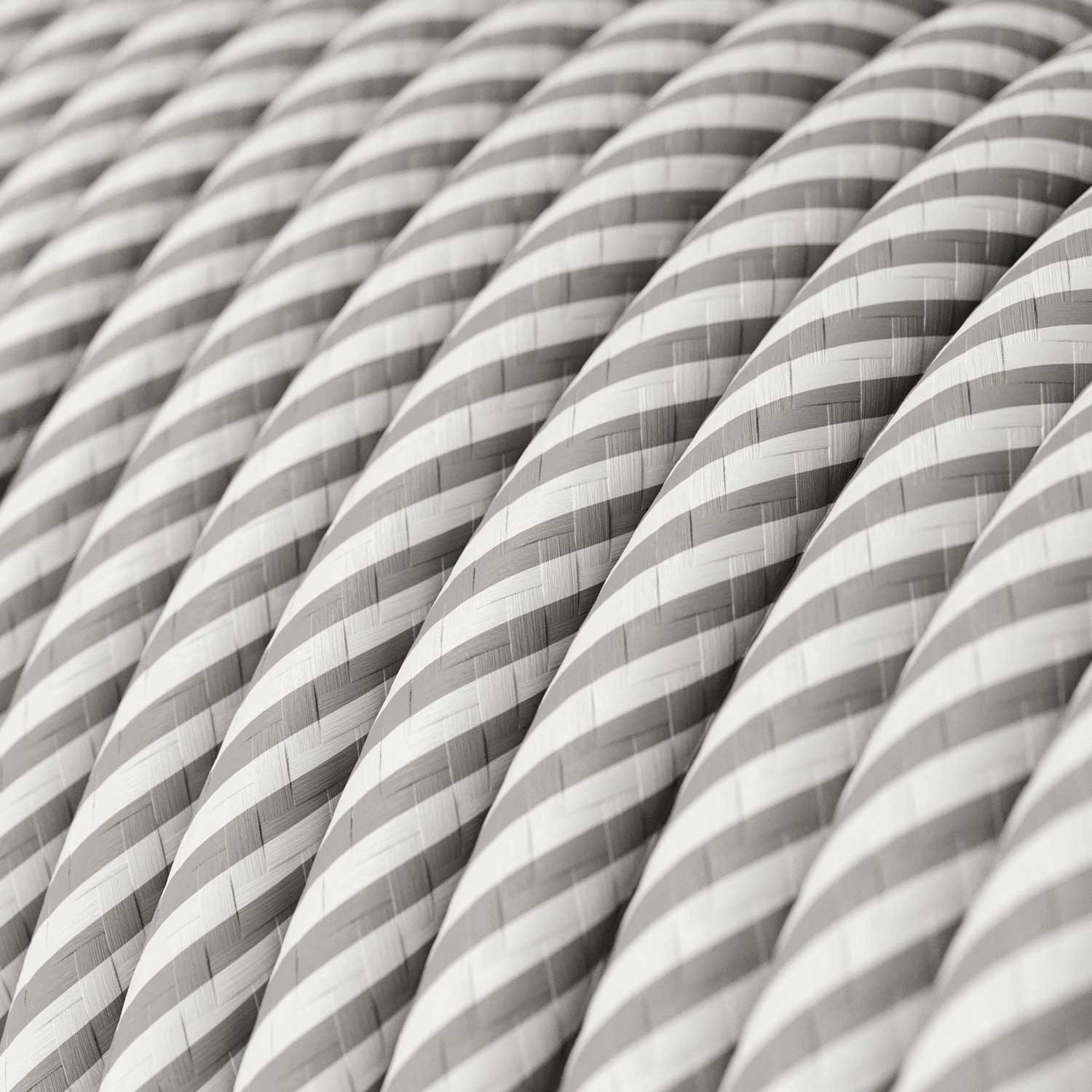 Textile cable Creative Cables, glossy white and aluminium (two-colour Vertigo), 3-core