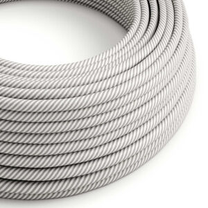 Textile cable Creative Cables, glossy white and aluminium (two-colour Vertigo), 3-core