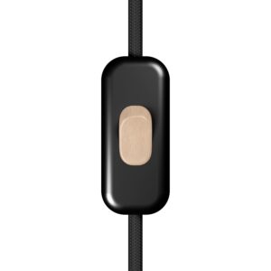 Included single-pole switch with button Creative Cables, wooden effect