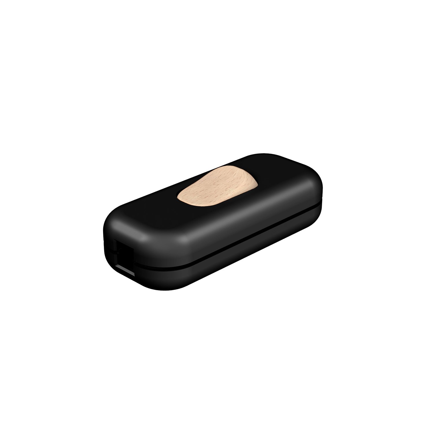 Included single-pole switch with button Creative Cables, wooden effect