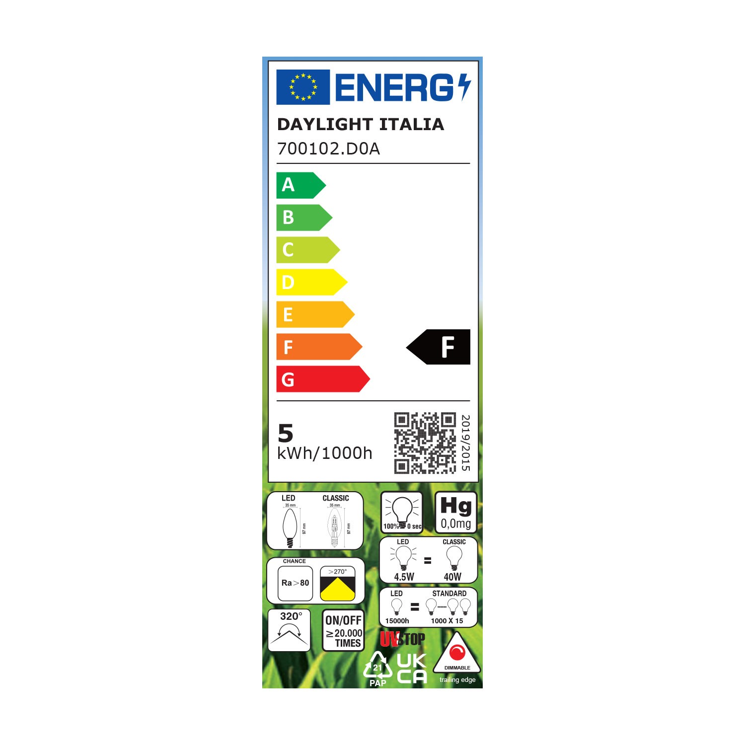 LED bulb Creative Cables olive shape, transparent, 4.5W 2700K E14