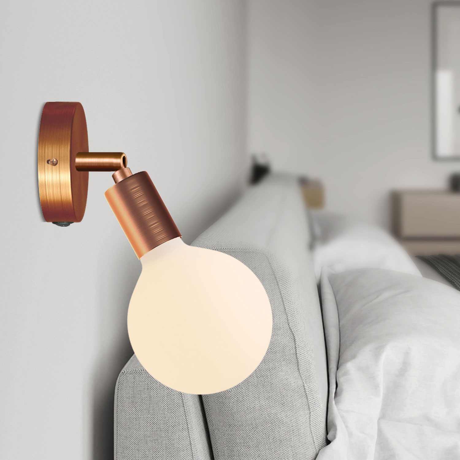 Mini metal ceiling socket with switch Creative Cables, copper matt